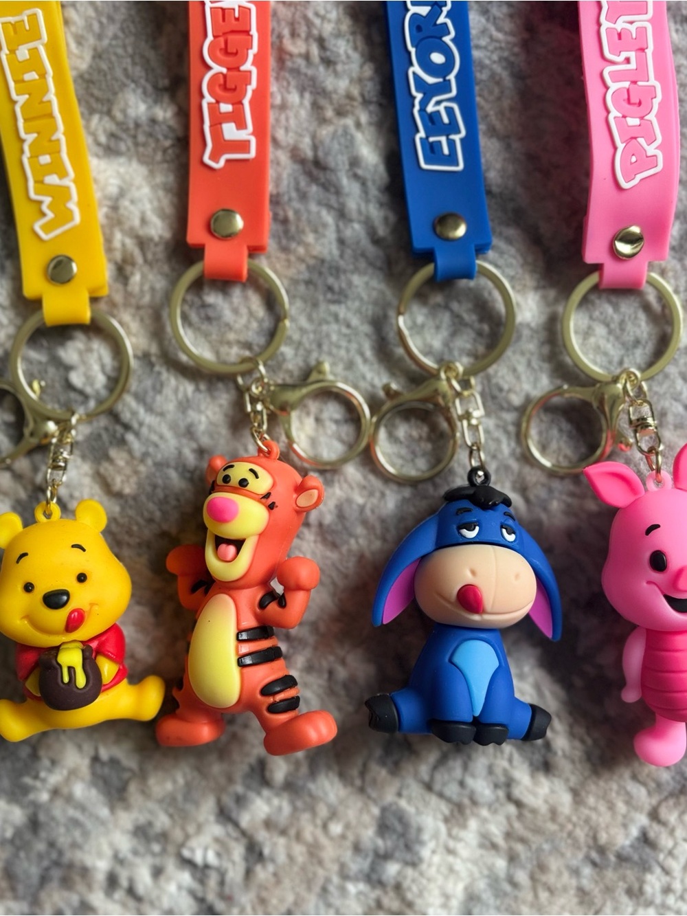 Winnie the Pooh silicone characters keychain lot